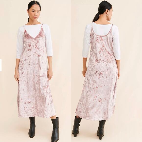 Anthropologie Samant Chauhan Metallic Velvet Twofer 90's Style  Midi Dress Small - Picture 1 of 6